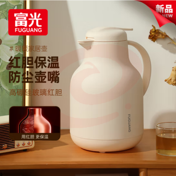 富光 FG0481-1500保温壶暖水瓶 玻璃红胆 长效锁温 白色1.5L