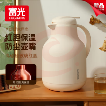 富光 FG0481-1500保温壶暖水瓶 玻璃红胆 长效锁温 白色1.5L SKU：YDKJ32248