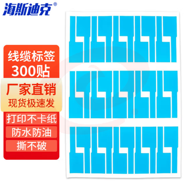 海斯迪克 HK-5144 通信机房线缆标签 纸刀型旗型7型P型网线不干胶贴 A4网线标签贴纸 蓝色（30贴*10张） 2件装