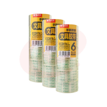 晨光（M&G）高透明胶带小胶带易撕学生文具手工办公用品AJD97324（18卷装）6卷/筒24mm*18y