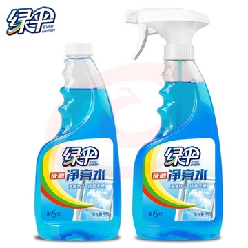 绿伞 玻璃清洁剂500g*4瓶 浴室玻璃清洗剂 玻璃水家用不留水痕去污防尘车窗