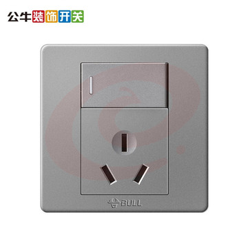 公牛(BULL) 开关插座 G07系列 16A大功率带开关插座86型暗装面板插座G07E204A 星空灰 暗装