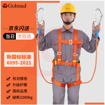 哥尔姆 安全带 安全绳高空作业绳 高空作业安全带 双钩 电工保险带 全身式 五点式 TE双大钩5米