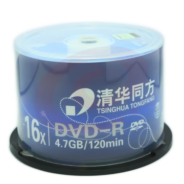 清华同方CD光盘刻录碟片16x 4.7GB办公耗材丝羽DVD-R(50片装 