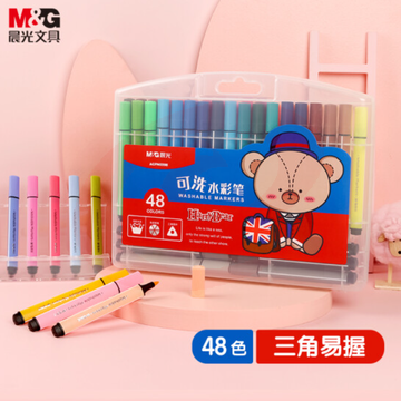 晨光(M&amp;amp;G) 文具48色三角杆大容量水彩笔 可水洗马克笔 儿童绘画涂鸦 美术课必备 小熊哈里ACPN0398开学礼物 TJHX01311543358267