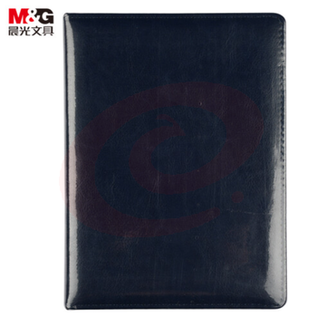 晨光(M&amp;amp;G) 文具A5/180张深蓝色办公笔记本 商务型皮面本(带笔夹) PU贴面带笔插会议记录本子 单本装APY1E00AL