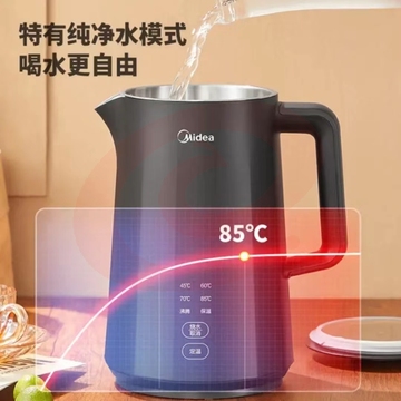 美的(Midea)电热水壶烧水壶双层防烫一体无缝拔盖设计净甜家用办公大容量多段控温恒温开水壶MK-SHE1530