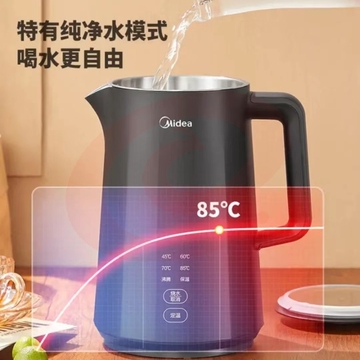 美的(Midea)电热水壶烧水壶双层防烫一体无缝拔盖设计净甜家用办公大容量多段控温恒温开水壶MK-SHE1530 SKU：YDKJ35594