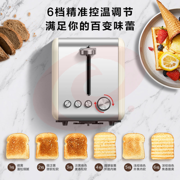美的(Midea)多士炉面包机烤面包馒头片全自动家用小型不锈钢内胆吐司机食品级不锈钢机身R03 配烘烤架  TJHX04060938595949