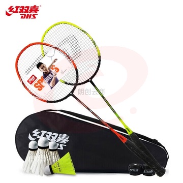 红双喜DHS羽毛球拍对拍套装碳素E-EG810（含羽毛球手胶）