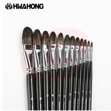 华虹（HWAHONG） 815系列黑牛耳毛油画笔 半圆头榛形油画笔/水粉笔/丙烯画笔 全套装（12支） (