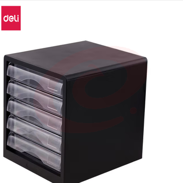 得力 9775 黑色 桌面文件收纳柜 275ｘ340ｘ260mm  抽屉式办公室用品 文具文件分类多层储物盒