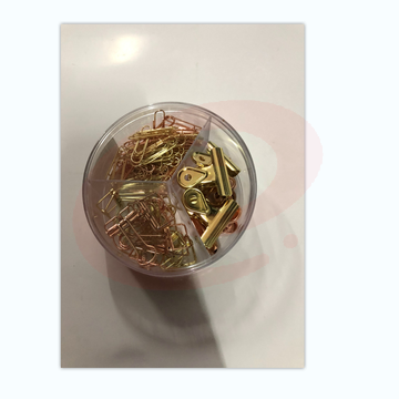 晨光票夹办公组合装回形针长尾夹组合学生财务办公玫瑰金时尚组合夹子单盒装HABS1170