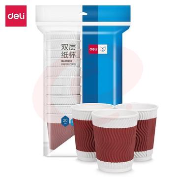 得力19213双层纸杯(228ml)(木浆纸)(红色)(20只/袋)