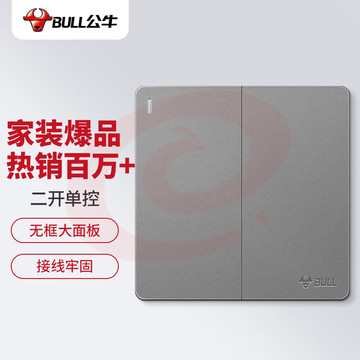 公牛(BULL) 开关插座 G12系列 二位单极二开单控开关86型暗装大面板开关G12K211 星空灰