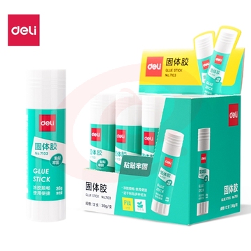 得力(deli)36g高粘PVA固体胶棒12支装 速干可水洗 DIY手工粘胶 7103