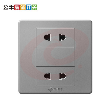 公牛(BULL) 开关插座 G07系列 10A四孔二位二极分体墙壁插座86型暗装面板插座G07Z222 星空灰 暗装