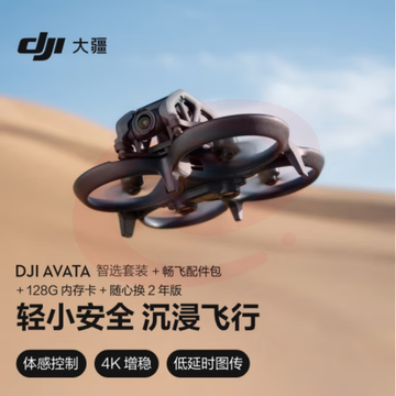 大疆Avata 智选套装 轻小型沉浸式 眼镜体感拍摄机+128G内存卡+配件包+随心换2年版实体卡