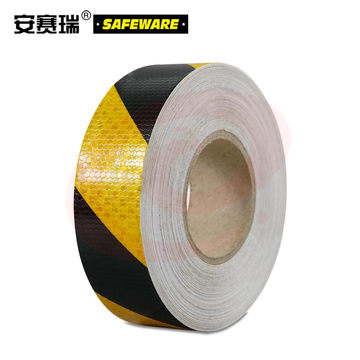安赛瑞14357晶格反光警示胶带黄黑50mm*50m（卷）