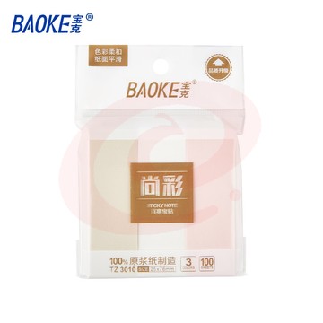 宝克（BAOKE） 百事贴 便利贴 彩色留言纸 便签标签纸 作业贴 可重复自粘便条纸学习办公用品文具 25×76mm 1袋3色 颜色随机 TZ3010