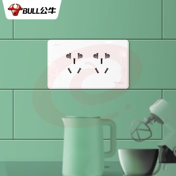 公牛(BULL) 开关插座 多功能118型插座二位二三插10孔六孔电源插座面板大面板G18Z256A 纹理白（底盒需另购）