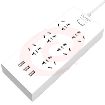 得力18284-03插座_6组+3U_3米_彩盒装(白)(只)