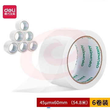 得力品正30931封箱胶带60mm*60Y*45um(6卷/筒)(普透)