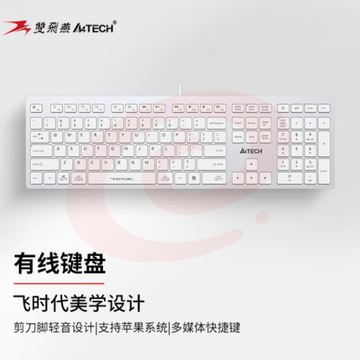 双飞燕（A4TECH）FX50 有线键盘 剪刀脚轻音飞时代薄膜键盘 白色