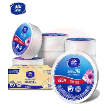 维达超韧大卷纸3层820克*4卷 大盘纸加厚商用卫生纸 整箱销售