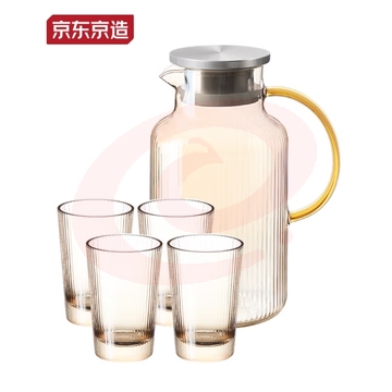 京东京造琥珀色玻璃杯套装耐热防炸1.75L大容量凉水壶1壶4杯