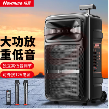 纽曼A12户外广场舞音响12英寸大功率扩音器移动便携式家用拉杆蓝牙音箱地摊摆摊喇叭双麦版