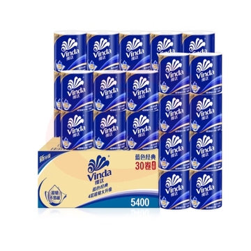 维达（Vinda）卷纸蓝色经典180克30卷 4层加厚 纸巾 整箱