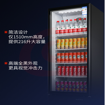 澳柯玛(AUCMA) 387升立式风直冷单门商用冷藏冰箱展示柜 超市饮料啤酒保鲜冷柜 冷饮茶叶陈列冰柜 SC-387NE
