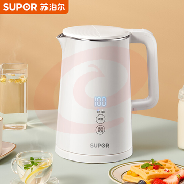 苏泊尔（SUPOR）SW-15J68A 电水壶热水壶 保温 养生 电热水壶全钢无缝电子调温 304不锈钢烧水壶开水壶 显温 