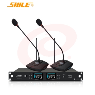 狮乐（SHILE）SH-17无线话筒一拖二U段可调频专业会议室鹅颈话筒