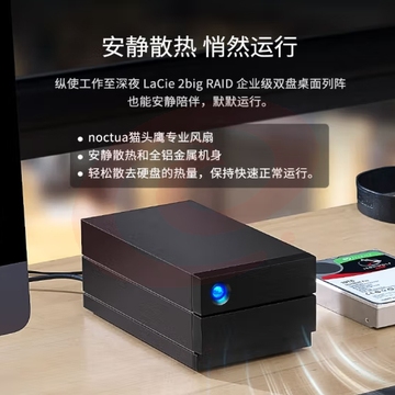 雷孜 移动桌面硬盘 28TB 企业级 2big RAID 机械硬盘 Type-C/雷电3/4 双2盘位磁盘阵列 CMR垂直