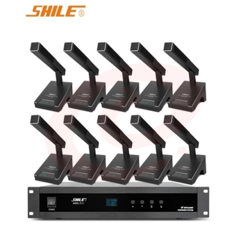 狮乐（SHILE）YE-11方杆款一拖十有线手拉手会议麦克风 专业工程会议话筒 大型会议室桌面鹅颈麦克风网线接口