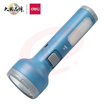得力(deli)LED双照明可充电式手电筒 USB充电轻巧便携 双灯多场景 户外钓鱼 大号蓝色3663A默认规格