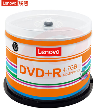 联想（Lenovo）DVD+R 光盘/刻录盘 16速4.7GB 办公系列 桶装50片 空白光盘