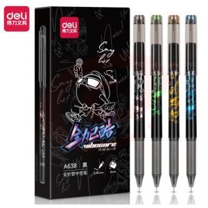 得力 deli A638 学生中性笔0.38mm全针管(黑)(混)