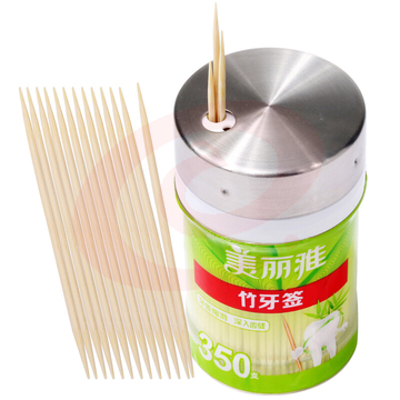 美丽雅一次性竹牙签350支装 双头使用清洁牙缝剔牙棒 家用水果签