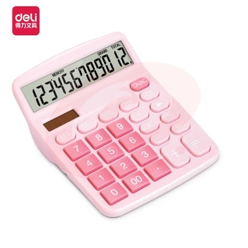 得力(deli)12位数通用桌面计算机 时尚桌面计算器 办公用品 粉色TE837C