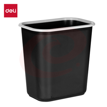 得力(deli)得心285mm(11.5L)黑色压圈方形纸篓 办公居家垃圾桶PG307