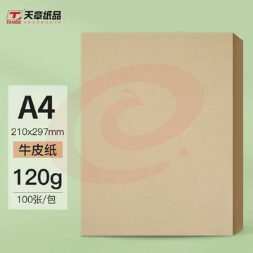 天章(TANGO)A4牛皮纸120g 牛皮纸封面牛皮打印纸 凭证封面纸 牛皮卡纸绘图绘画纸 100张/包