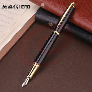 英雄(HERO)钢笔 H715(10K)金笔商务办公礼品 书签定制款 黑色金夹 支持包装盒定制(50套起售)