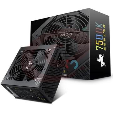 爱国者(aigo)额定600W 黑暗骑士750DK 台式机电脑主机电源(主动式PFC/宽幅温控/长线材/支持背线)