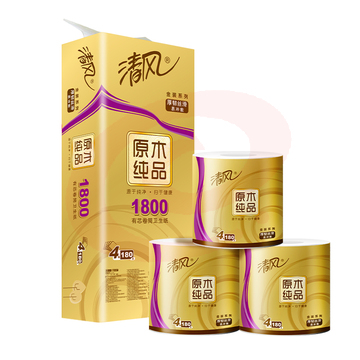 清风卷纸 原木金装180克10卷 4层加厚 卫生纸卷筒纸 纸巾卷纸