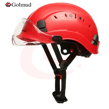 Golmud 安全帽 工地 ABS透气 建筑工程 施工帽子 logo定制 GM718 红色帽+透明护目镜