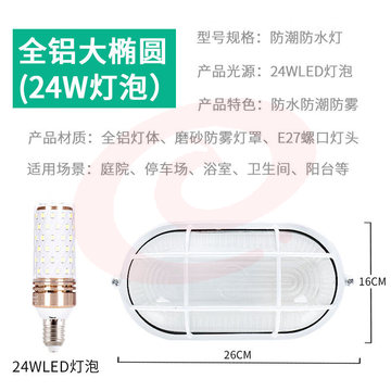 防潮灯 LED防爆灯 防水防爆灯 全铝大椭圆+24w led灯泡