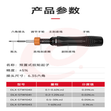 德力西高精度可调式螺丝批头测力计数显扭力起子预置扭矩力矩螺丝刀 【快速预设】